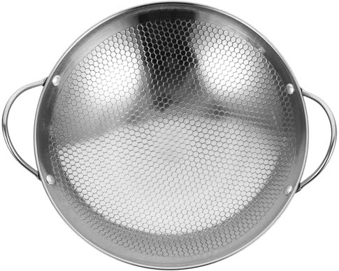 Ciieeo Bratpfanne Aus Edelstahl Pow Wok Mit Griff Wok Mit Griffen Wokpfanne Mit Flachem Boden Woks & Bratpfannen Grill-wok Aus Metall Induktions-wok Runder Boden Hölzern Shabu Shabu