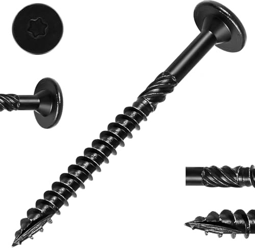 FMhotu #14 Heavy-Duty Wood Screws, Star Drive Deck Screws, Rust Resistant Timber Screws for Timber/Log/Landscaping Wood (6 Inch,250Pcs,Black)