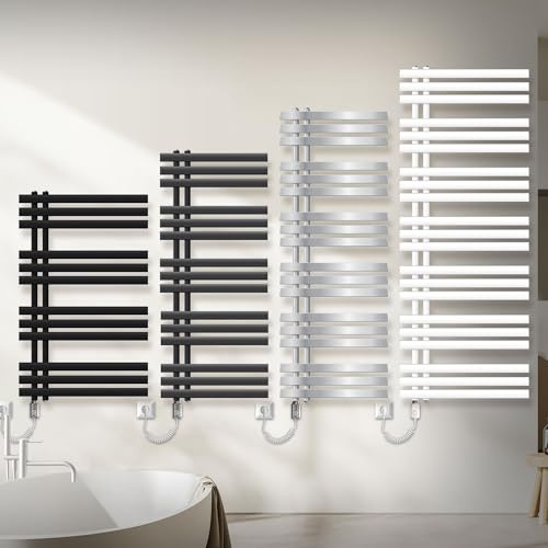 ECD Germany Radiador de Baño Iron EM Eléctrico 500 x 1600 mm Antracita + Resistencia 1200W, Estufa Toallera de Pared, Calefactor de Panel, Secador de Toallas para Aseo, con Kit de Montaje Completo