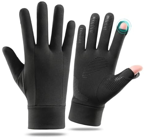Dresmannst Touchscreen Handschuhe Herren Damen, Outdoor Warme Winterhandschuhe, rutschfest Winddichte Fahrradhandschuhe, Dünnes Thermo Futter Laufhandschuhe, Leichte Sporthandschuhe (Schwarz, L)