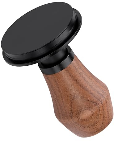 Normcore Espresso Tamper 51 mm, V4.1 prensador de café con resorte con retroalimentación de clic, base plana PVD de titanio, mango de nogal, soporte de silicona, herramienta barista para portafiltro
