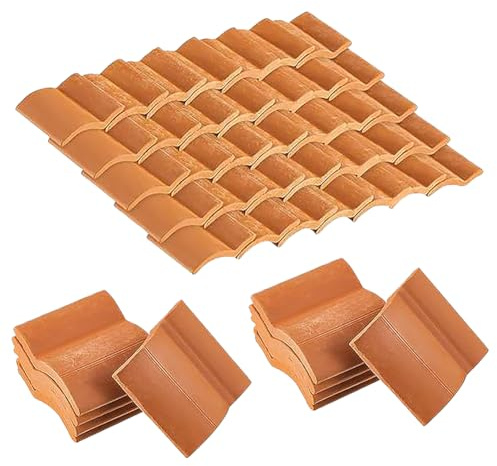 120 Pcs Miniature Doll House Roof Tiles Small Craft Roof Shingles Clay Roofing Tile Tiny Garden Roof Tiles Mini Dollhouse Shingles Model House Building Supplies for DIY Projects