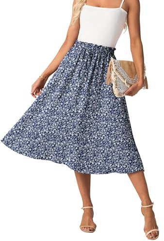 GRECERELLE Jupe midi longue d'été pour femme - Ligne A Flowy - Avec poches - Légère et aérée, XXL