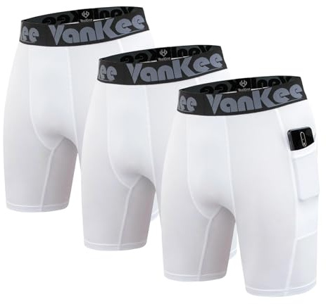 VanKee Men's Compression Pocket Shorts Pantalones con Tecnología De Secado Rápido y Transpirable Diseño De Malla para Correr Ciclismo Gimnasio Fútbol Yoga y Otras Prendas Deportivas Cómodas Duraderas