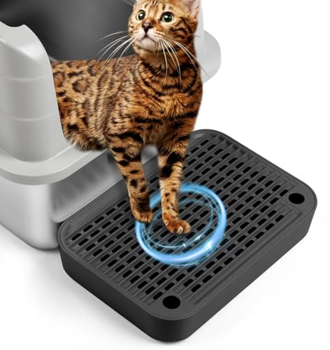 Bartuke Tapis de Rampe pour bac à litière de Chat avec Fonction de filtrage, Marche pour bac à litière de Chat pour Robot autonettoyant, idéal pour Chaton et Chats Plus âgés (Noir)
