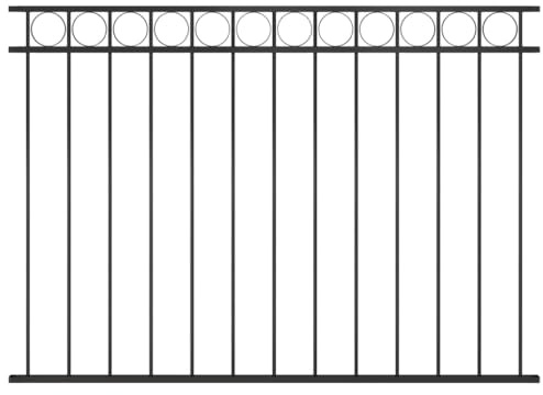 Frise de clôture de jardin en acier - 1,7 x 1,2 m - Noir - Pour jardin, terrasse, balcon