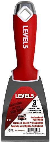 3 Soft-Grip Stainless Steel Drywall Joint Knife - LEVEL5 | Pro-Grade | Comfortable Finishing Hand Tool | Metal Hammer End | Sheetrock Gyprock Plasterboard Mud | 5-139