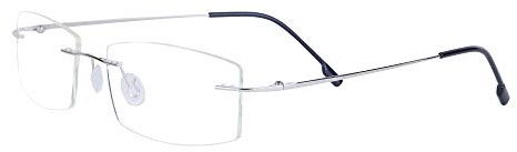 JoXiGo Rimless Lunettes de Lecture Homme Femme Ultra Léger (13g) Sans Monture Métalliques + Sangle de Lunettes (Argenté +1.0)