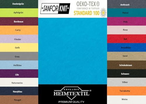 EXKLUSIV HEIMTEXTIL Marke Jersey Spannbettlaken 140-160 x 200 cm 100% Baumwolle Öko - Tex Zertifiziert, Markenqualität, Matratzenhöhe bis 25 cm, Türkis