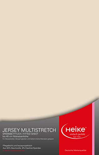 Heike das hochelastische Spannbettlaken Multistretch 92% Mako-Baumwolle 8% Elastan Deutsche Markenqualität 240 gr/m2 bis 40 cm Höhe für Wasserbetten Boxspringbetten und herkömmliche Matratzen (Natur)