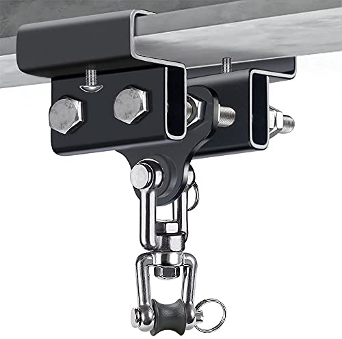 Dolibest Boxsack I-Beam Aufhänger, Boxsack Halterung Balken 360 Schwenkbar Verstellbar 9.4-17cm Doppelklemme Sandsack Befestigung für Indoor Outdoor Muay Thai Training, Bis 408kg