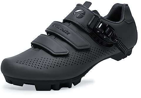 Herren Mountainbike Radschuhe Frauen, MTB-Schuhe kompatibel mit SPD Cleats-Keine Cleats enthalten Schwarz Size EU42