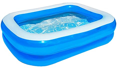 Zimpli Kids Großer Familienplanschbecken, aufblasbar, blau, 2 x 1,5 m, 496 l, einfach zu bedienen, für den Garten, Schwimmen und Planschen, Sommerwasserspaß für alle