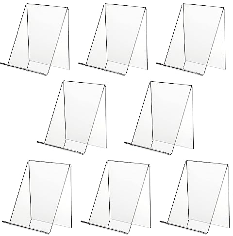 Transparent Acryl Buchaufsteller, Acryl Buchstütze, Plastik Buchstütze Aufsteller, 19 * 12 * 11cm,Einfach und übersichtlich für die Präsentation von Büchern und Bilderbüchern (8 Stück)