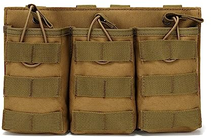 Taktische Molle Magazintasche, Camouflage Herren Tactical Pouch Chest Pocket Open-Top Magazinbeutel 800D Oxford Triple M4 Magazine Pouch Gummischlaufe Dreie Taschen für Outdoor Sport Jogging Trainning