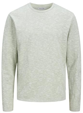 Jack & Jones Jjesummer Knit Crew Neck Sn Pull en Tricot pour Homme, Vert glacé/détail : Blanc, L