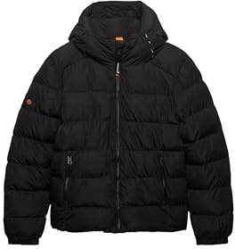 Superdry Hooded Sports Puffer Jacket Anorak for Men, Black/White, L