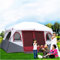 Zelte für Outdoor Camping Mit Zwei Räumen und Einem Wohnraum Kapazität für 8-15 Personen Großes Zelt für Mehrere Personen Wasserdicht Winddicht UV Geschützt Burgundy,8-15 People