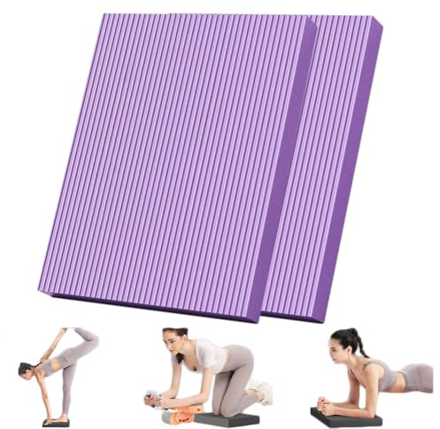 2pcs Exercise Balance Pad,Balance Mat Physical Therapy 1.5inch Thick High Resilience,Slip Resistant Foam Mat for Yoga, Pilates, Meditation，Gardening knee pads (Purple, 17.7 * 13.7inch)