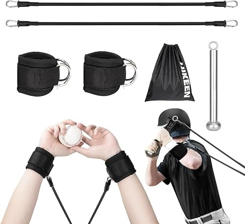 BOOSTEADY Bande di Resistenza per Baseball, Kit Allenamento con Maniglie Intercambiabili per Potenziare Braccia e Lancio, Attrezzatura per Allenamento Baseball per Giocatori e Lanciatori, 100lb