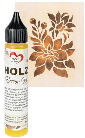 Ideen mit Herz Gel para quemar madera, pasta de leña, efecto realista de quemadura de madera, pirograbado, con punta dosificadora fina, botella de 25 ml