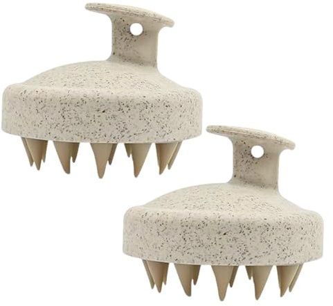 2-Pack Scalp Massager Shampoo Brush, Silicone Head Scalp Massager for Hair Growth, Wheat Straw Shampoo Brush Hair Care Scalp Scrubber Exfoliator Brush, Scalp Exfoliator for Men Women Kids Pets