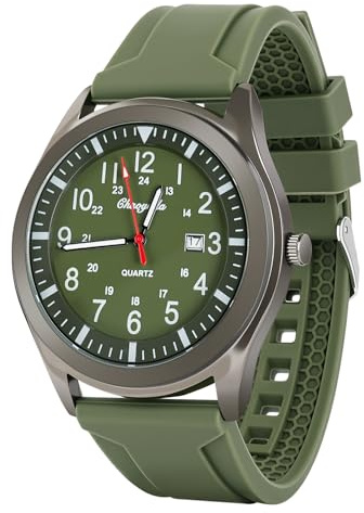 APXEL Men's Analogue Quartz Military Watch - Glow in The Dark with Date Window and Silicone Strap - Army Tactical Sports Minimalist Design