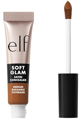 e.l.f. Soft Glam Satin Concealer, mittlere Deckkraft für Unreinheiten und Augenpartie, setzt sich nicht ab, langanhaltend, vegan und tierversuchsfrei, 50 Deep Warm