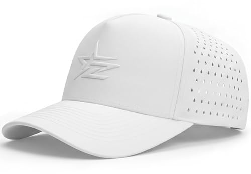 2THESTARS Men Quick Dry Water Resistant Mesh Snapback Baseball Cap Adjustable Hat 22–23.6(56–60cm) for Golf Running Workout - White