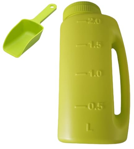 Handstreuer 2 Liter – Für Salz, Streusplitt, Rasensamen & Dünger | Mit Messlöffel & Verstellbarer Öffnung, Robust für Garten, Hof und Gehweg im Winter & Sommer
