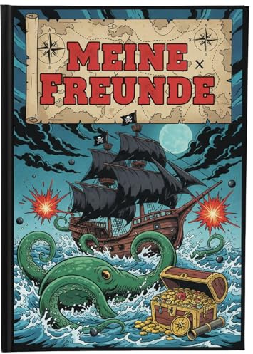 goldbuch 43 139 - Libro de Amistad (Formato A5, con 88 páginas ilustradas, álbum de poesía para guardería y Escuela Primaria, Cubierta de impresión artística con diseño de Piratas, Aprox. 21 x 15 x