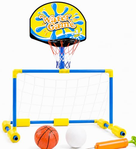 Kinderfreund 2-i-1 Poollek: Vattenbollmål & Basketkorg för Barn och Vuxna inkl. Bollar – Perfekt Vattenlek för Sommaren