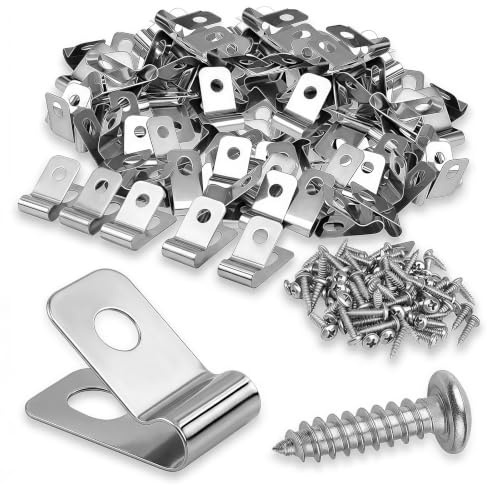 100 Stück Zaundrahtklemmen Edelstahl, Kabelschellen zum Schrauben, Metall Drahtklammern, Befestigungsklammern, Drahtseilklemme, Befestigungsclips für Holzzaun Stabmattenzaun Gartenzaun