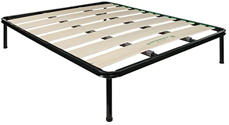 Comprarredo Rete a doghe larghe matrimoniale misure 160x190 con piedi avvitabili, robusta e resistente per materasso matrimoniale con telaio e piedi in metallo