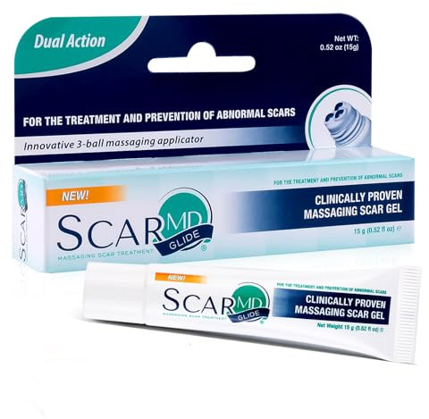 ScarMD Silicone Scar Gel with Ball Applicator - 15g - Scar Cream, Scar Removal for Acne, Surgery, C-Section & Stretch Marks - Natural Occurring Silicones & Vitamin E Scar Treatment, Scar Removal Cream