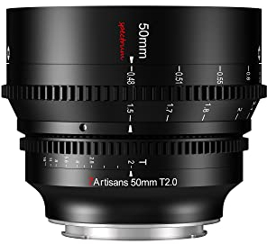 7artisans 50mm T2.0 Large Aperture Full Frame Cine Lens L-Mount, Manual Focus Low Distortion Cinema Lens Mirrorless Cameras Compatible for Sigma FP, Panasonic S1 S1H S5, Leica SL SL2, Black