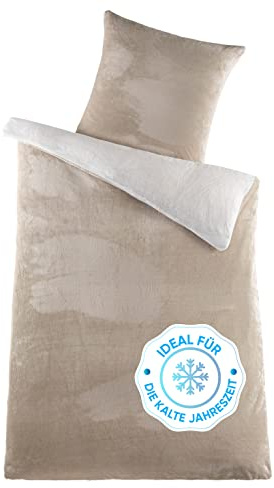 Kuscheli Ropa de cama de invierno de felpa con diseño de estrellas Nicky-Teddy de cachemira, tacto 135 – 155 – 200 x 200 cm, forro polar coral