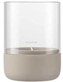 blomus Windlicht -Calma- | Kerzenhalter aus Beton & Glas | Farbe Fungi | Größe S | 10 x 10 x 14 cm | Indoor Tischdeko | modernes Wohnaccessoire | Kerzenhalter minimalistisch