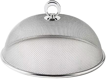 JISADER Abdeckhauben für Lebensmittel Edelstahl, Rund Obst Fliegenhaube Langlebig, Abdeckung Teller Fliegen, Runde Lebensmittel Abdeckung für Küche Camping Picknicks Partys Grillen, Silber, 30CM