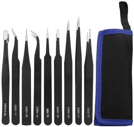 ANCLLO Precision pincett set (9 st) f?r elektronik, smycken, hantverk, laboratoriearbete