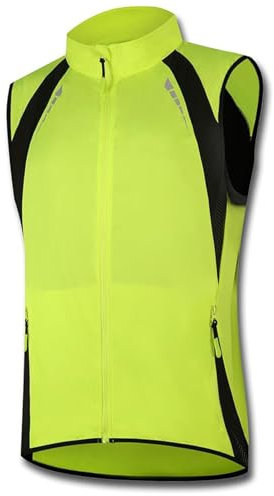CLMETHE Ärmellose Fahrradjacke für Herren, Damen, Unisex, Reitweste, leicht, gut sichtbar, reflektierend, wasserdicht, Fahrradweste, Wander-/Laufmantel,Green-4XL