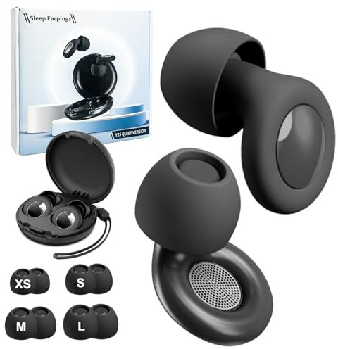 ZAHRVIA Bouchons d'oreilles pour dormir - En silicone ultra doux - Réutilisables - Avec boîte de rangement - 30 dB - Pour concerts, voyages, XS/M/L