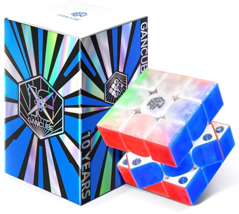 GAN356 M E Magnetic Speed Cube 10th Anniversary Special Edition, 3x3 Magic Cube Professional Fast Smooth Turning with Turbo Magnet Capsule 2.0 and GES Pro+ for Kids & Adults