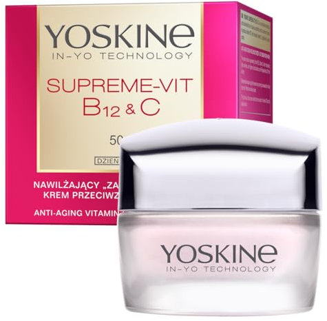 Yoskine Supreme Vit B12 + C Tagescreme 50ml Anti Aging Gesichtscreme mit Chicory-Lifting für strahlende Haut ab 50