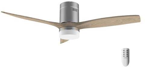 Cecotec Ventilateur de Plafond avec Lumière LED Energysilence Aero 5600 Classic Steel. 40W, Moteur DC, Diamètre 132 cm, 3 Pales, LED 18W, Minuteur, 6 Vitesses, Télécommande, Fonction Été/Hiver