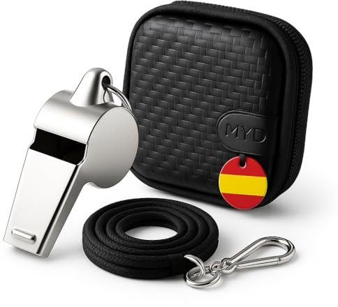 MY WAVE DZ Silbato de Acero Inoxidable con Bola | Silbato Árbitro Profesional, Socorrista y Emergencia | Sonido Clásico Potente y Preciso (Gris)