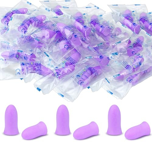 30 par skumöronproppar, supermjuka öronproppar för sömn, ergonomisk design, 36 dB SNR brusreducerande allergivänliga öronproppar för snarkningsblockering, flygning, studier, arbete (lila)