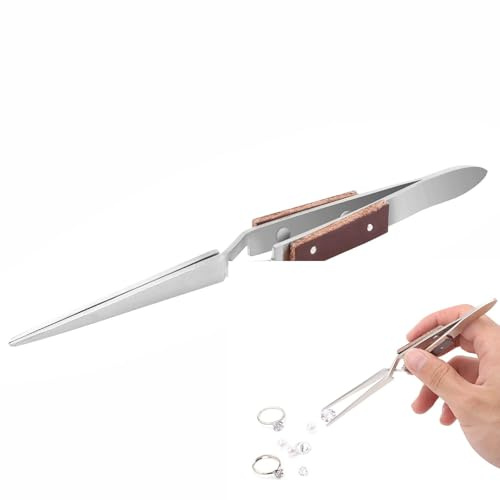 Industrial Precision Fiber Grip Soldering Tweezer Cross Locking Straight Pointed Tip Stainless Steel for Electronics Repair, Jewelry, Computer, Laboratory Work Etc.