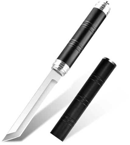 bhkz Outdoor Messer feststehende Klinge unter 12cm – 5Cr13 Edelstahl Survivalmesser mit Aluminiumgriff & Scheide – Bushcraft EDC Fahrtenmesser für Camping, Wandern & Angeln