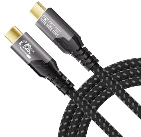 ZIKNYDO Cavo USB C 3 metri, USBC 3.2 Trasmissione dati 20Gbps, Ricarica Rapida 240W, 8K@30Hz/4K@144Hz Cavo USB C Video, compatibile con Thunderbolt 4, MacBook, Switch, Monitor, iPhone 17, Dell XPS, VR